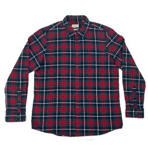 Jack Wills Shirt Men's XL Red Green Tartan Salcombe Flannel Button‎ Down NEW